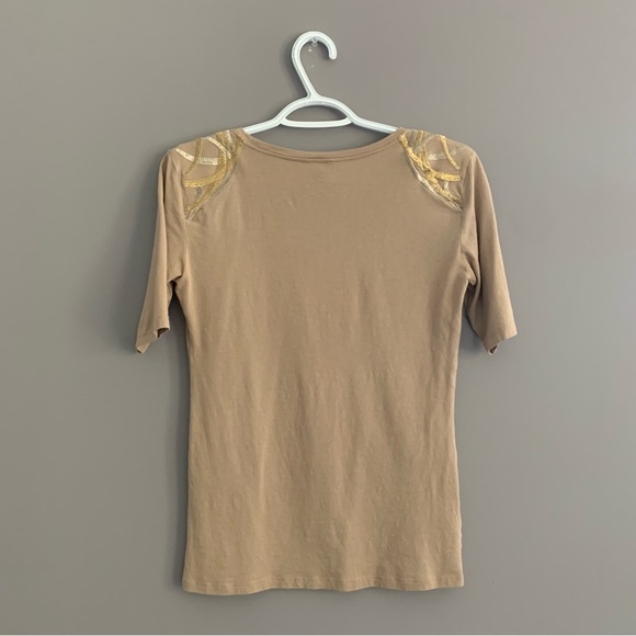 Ann Taylor Small Tan Cotton Short Sleeve Tee - Picture 5 of 10
